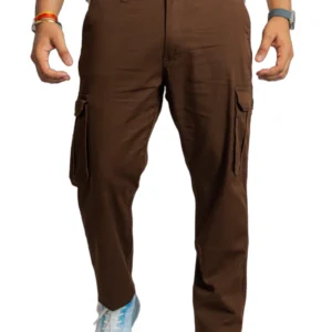 Buyermarket Chocolate Brown Cotton Cargo Pants