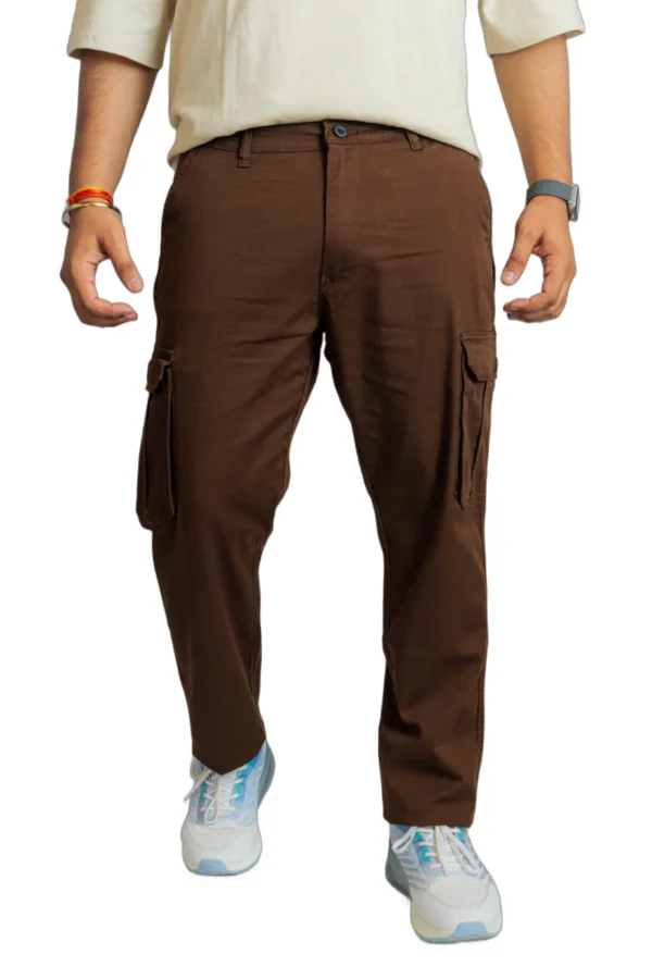 Buyermarket Chocolate Brown Cotton Cargo Pants