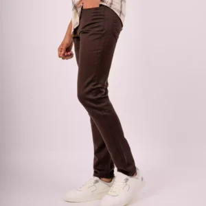 Buyermarket Chocolate Brown Plain Denim Trousers