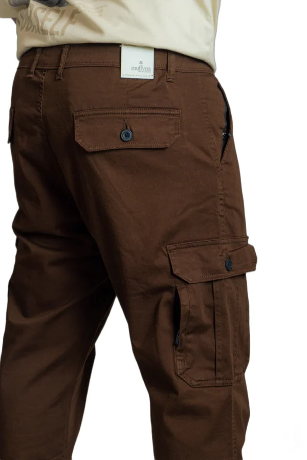 Buyermarket Chocolate Brown Cotton Cargo Pants - Image 2