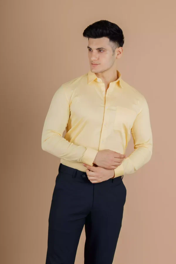 Buyermarket Nix Plain Shirt for Men (Butter Yellow)