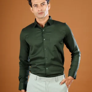 Buyermarket Nix Plain Shirt for Men (Deep Green)